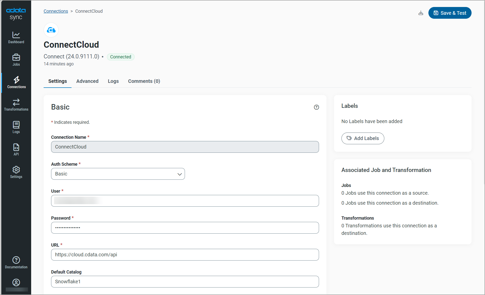 CData Sync source connection