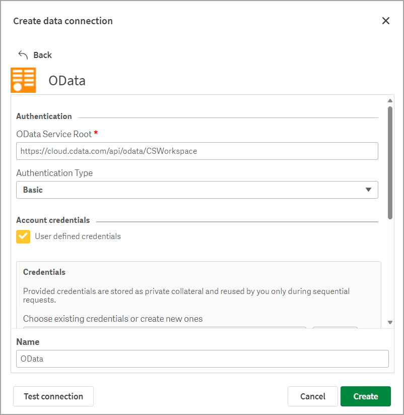 Qlik Create OData Details