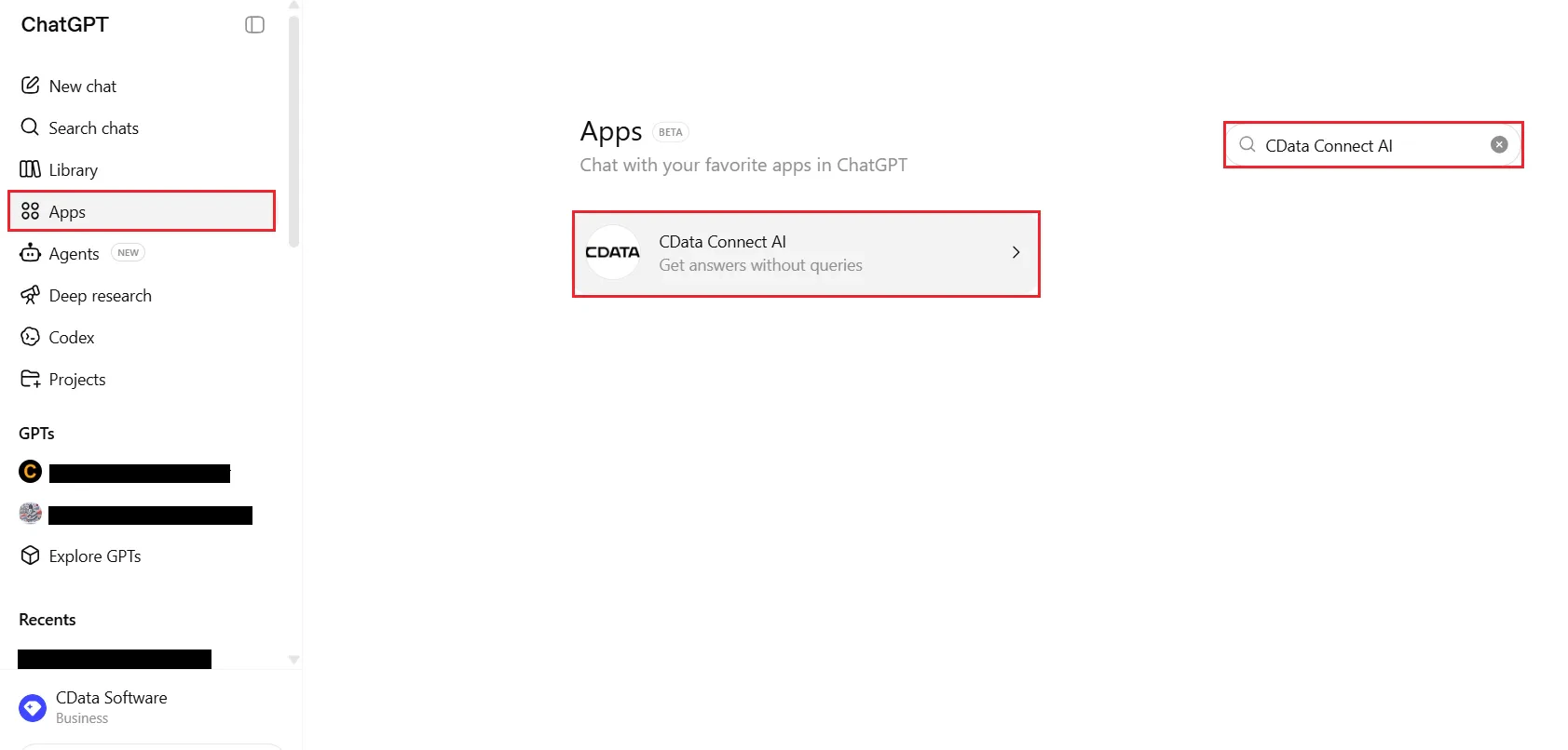 CData Connect AI in ChatGPT Apps