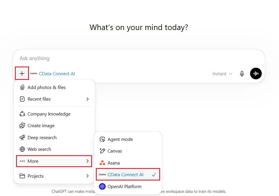 Enable CData Connect AI in the chat