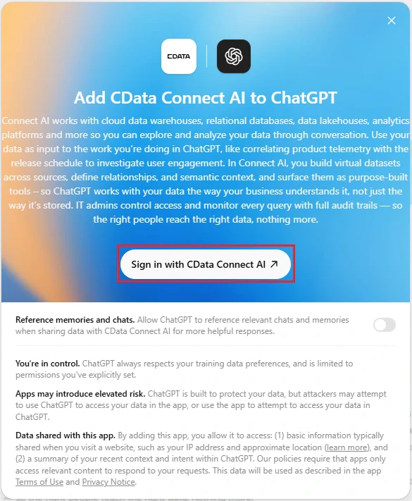 Sign in with CData Connect AI