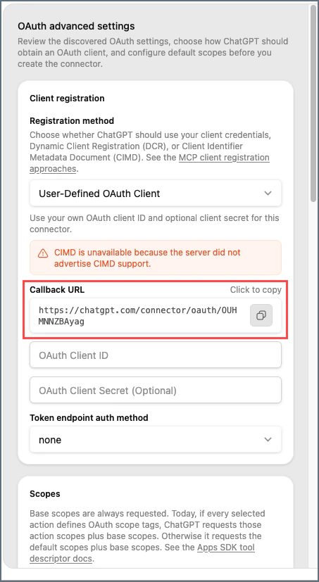 Chat GPT Callback URL