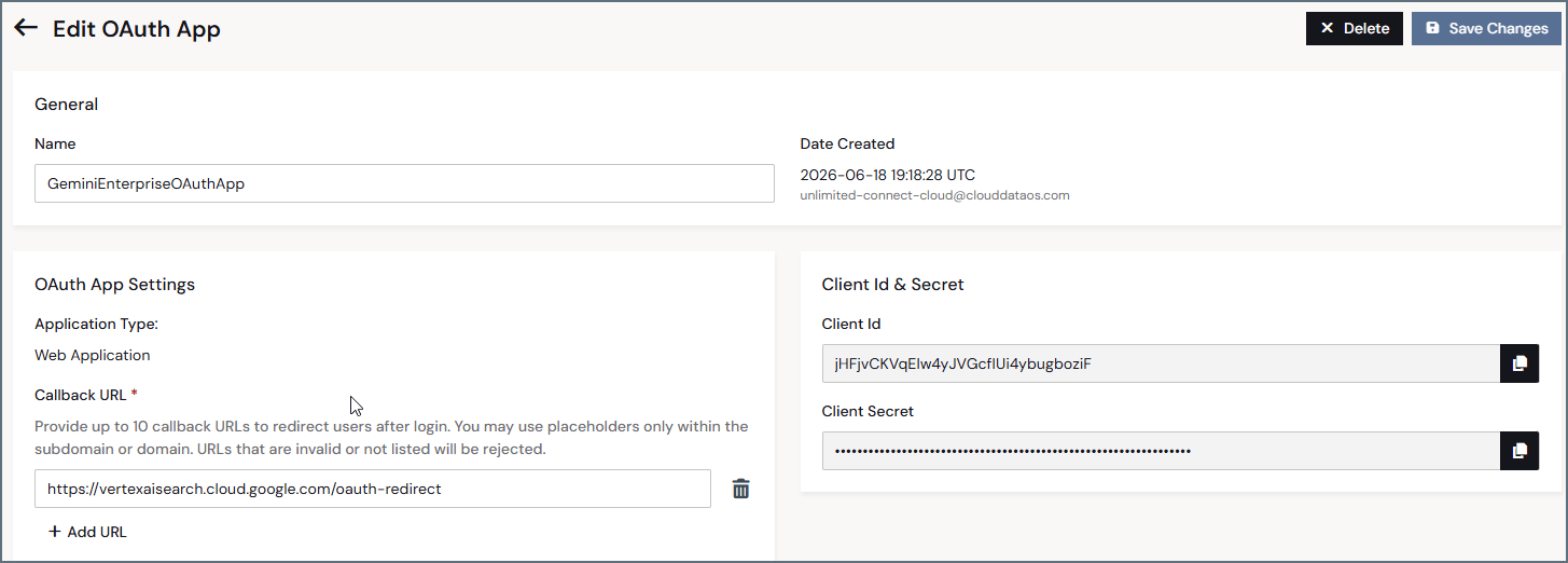 Client ID and Client Secret