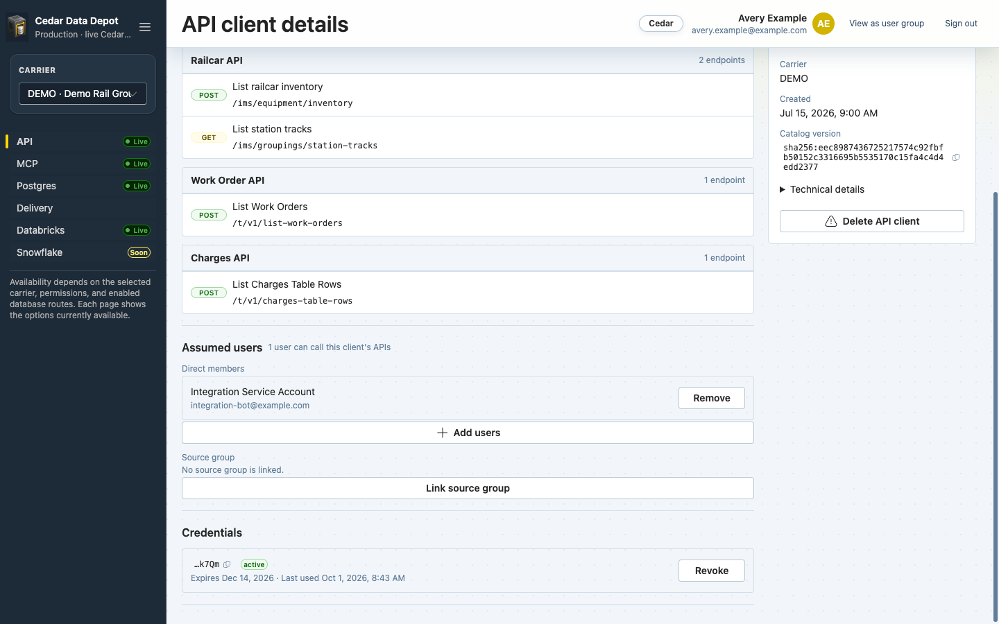 Assumed users with a direct member, source group, and an active credential with Revoke