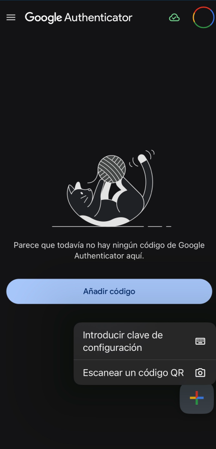 Configuración de Google Authenticator: añadir código o escanear QR