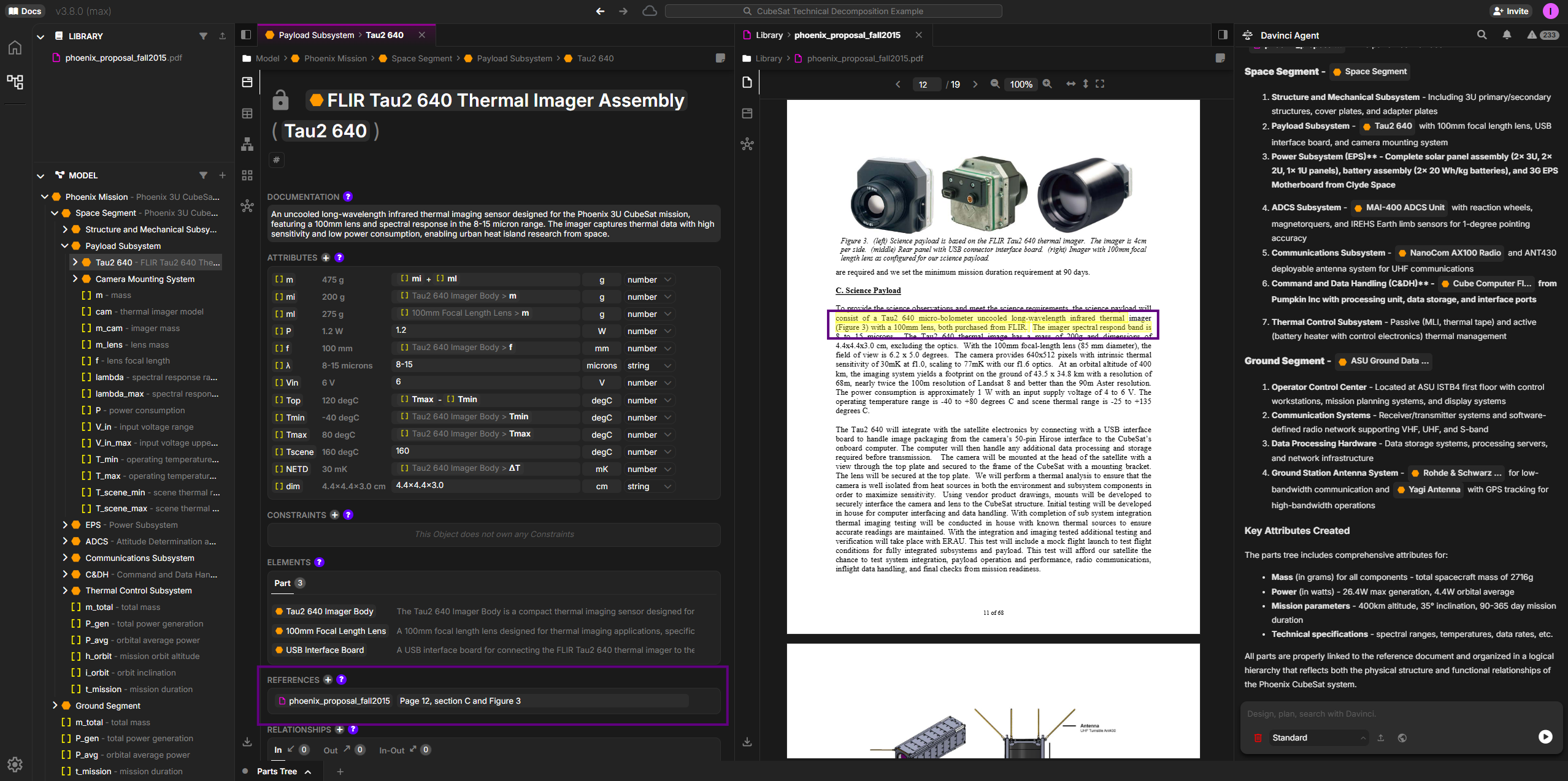 Davinci highlighting exact source text from PDF used to create model elements