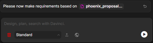 Prompting Davinci to extract requirements from the Phoenix mission proposal PDF