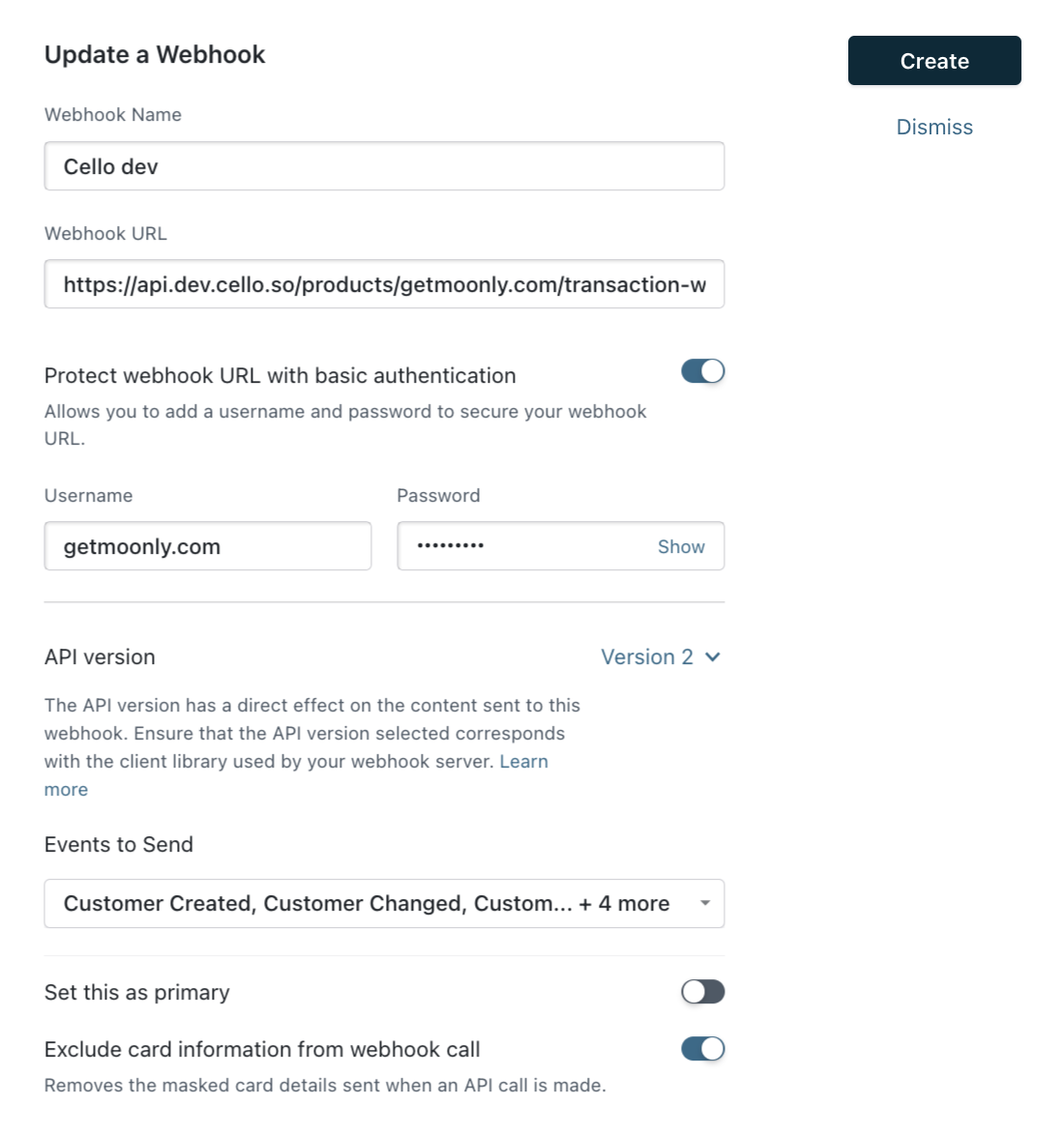 Chargebee webhook configuration in Cello Portal