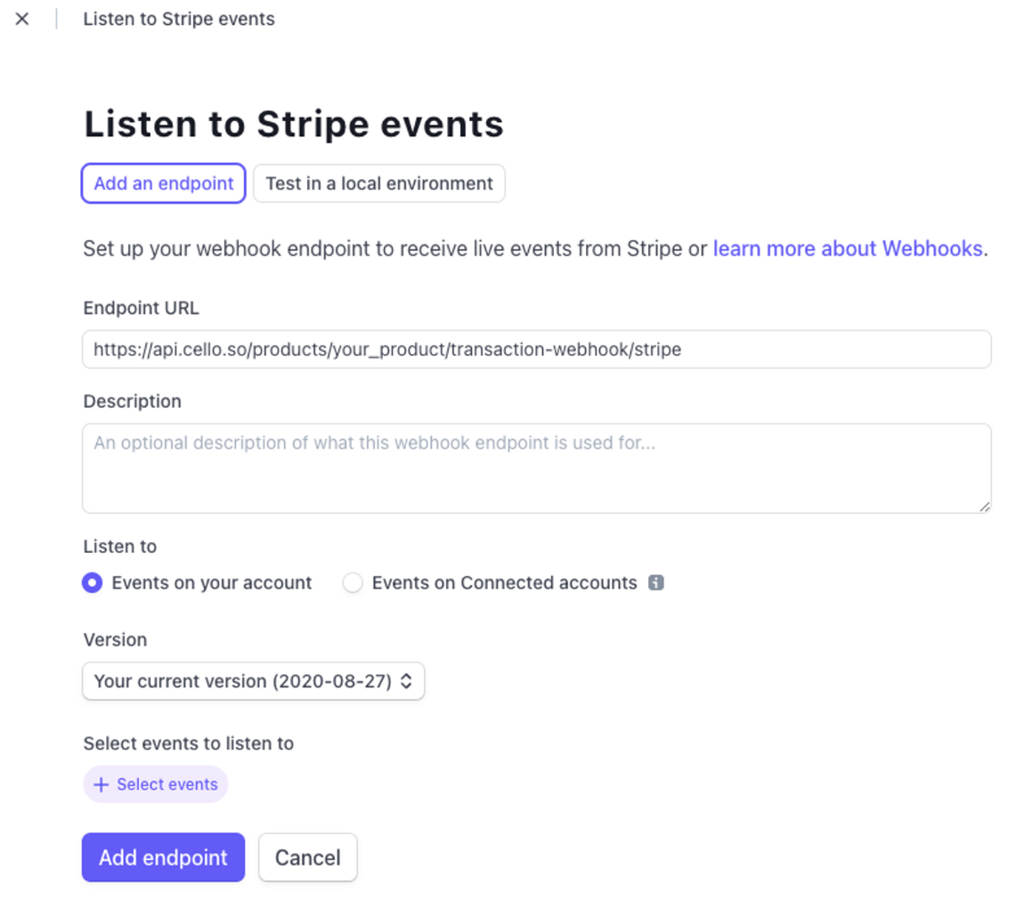 Stripe webhook event selection for customer.created events