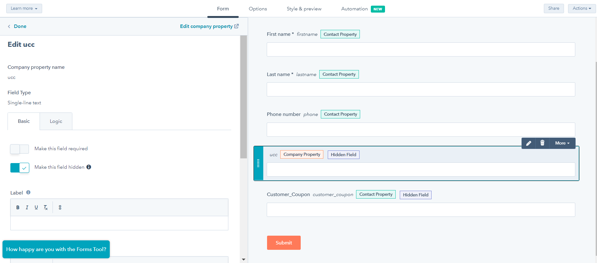Cello Attribution Capture UCC HubSpot deal with Hubspot Form