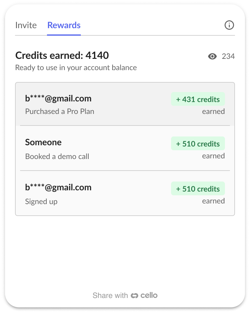 Cello Referral conversion process four-step attribution flow overview diagram