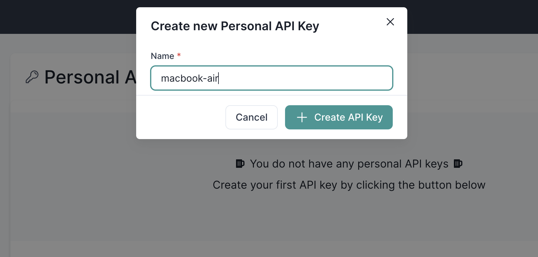 Create first API key
