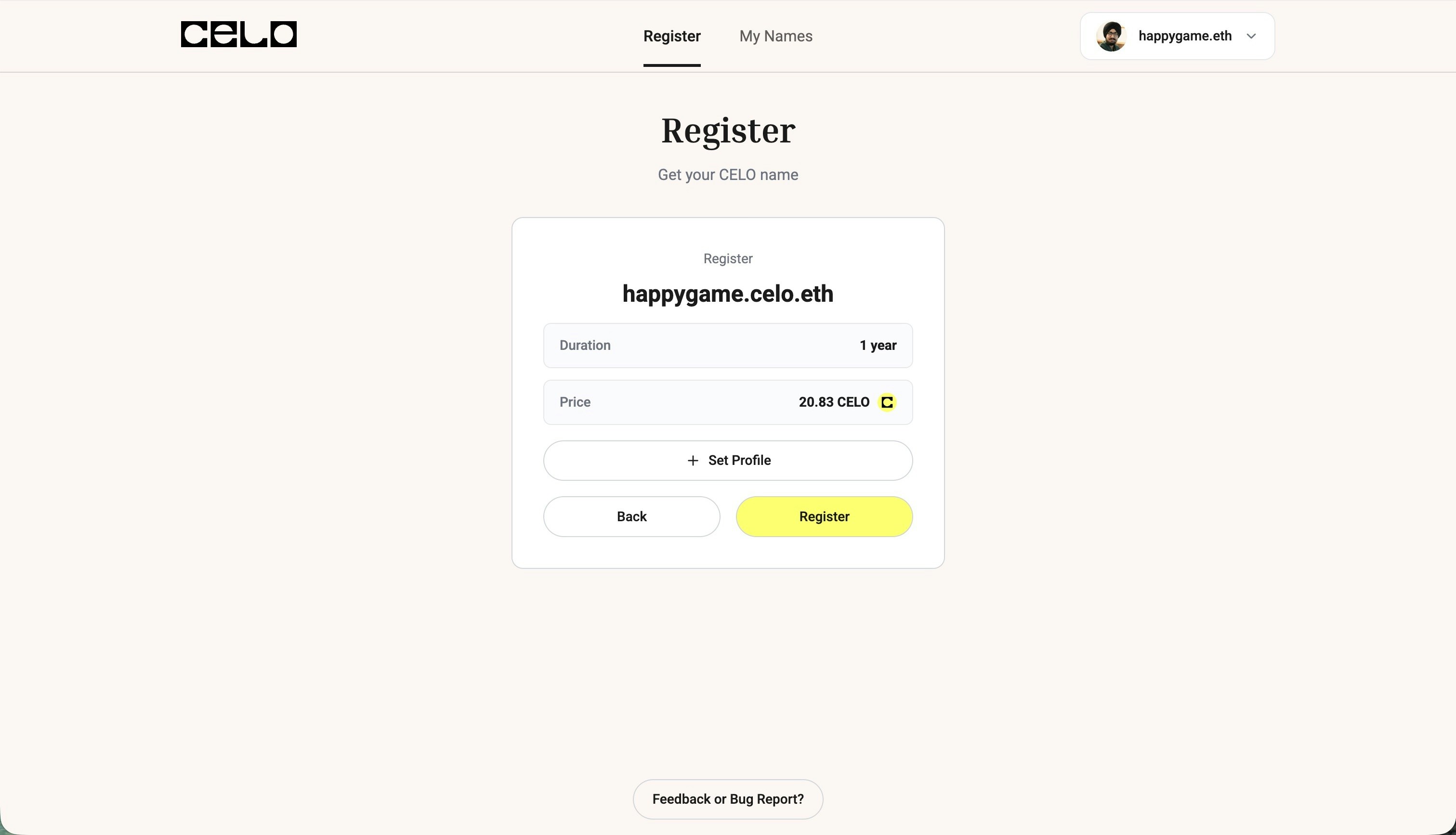 Confirm registration