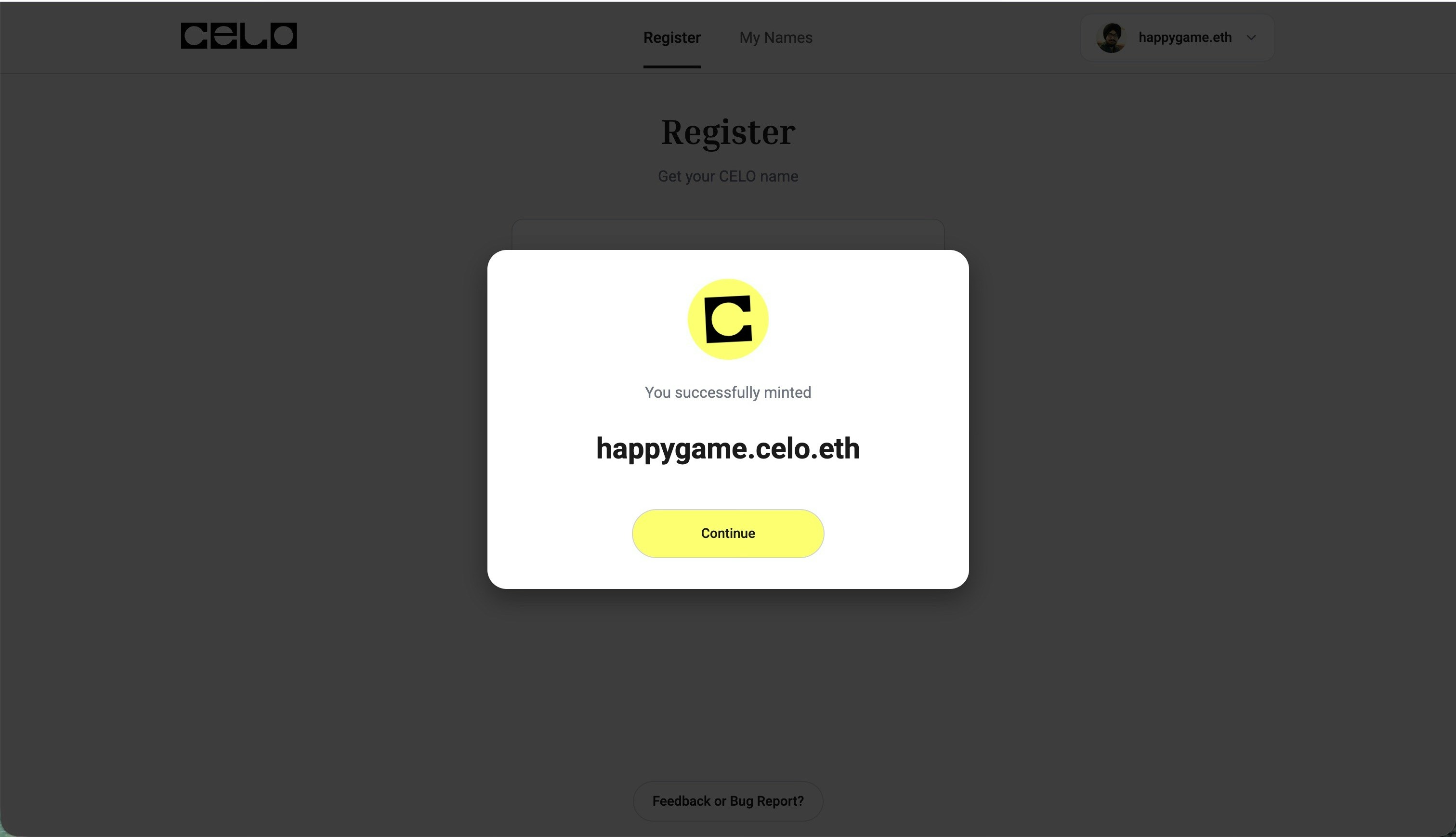 Registration successful