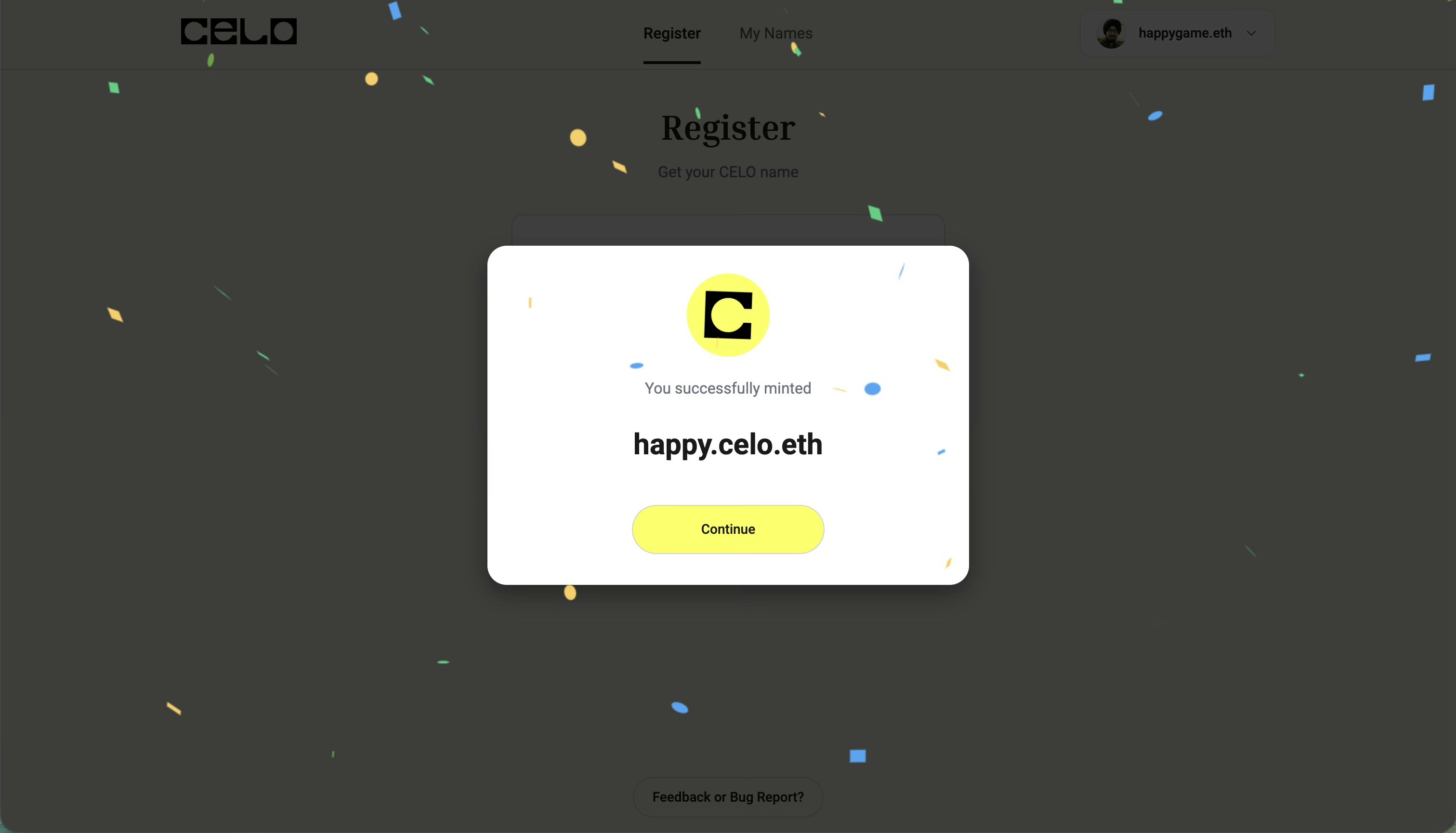 Registration successful