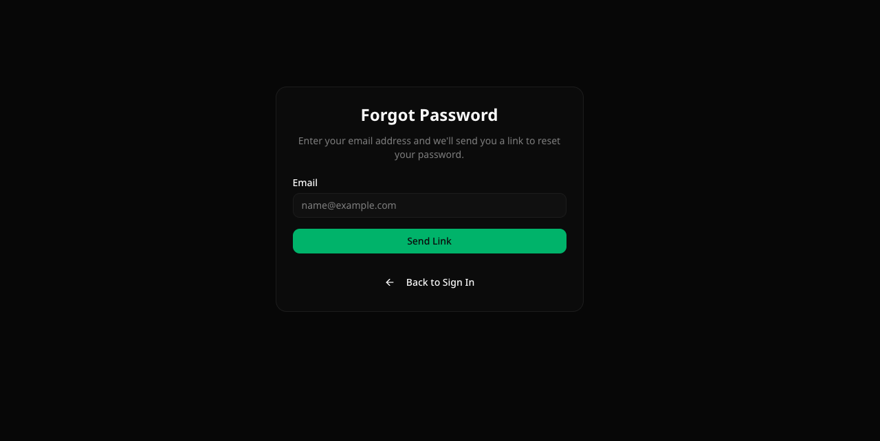 Forgot password screen