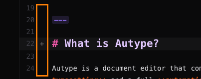 Plus button appearing in the editor gutter on hover