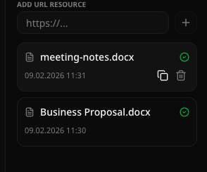 Hover actions on a knowledge base item showing Copy ID and Delete buttons