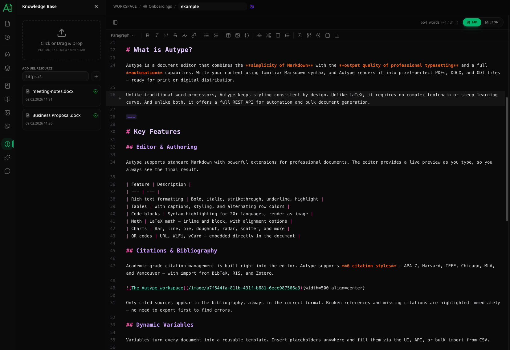 Knowledge Base sidebar panel