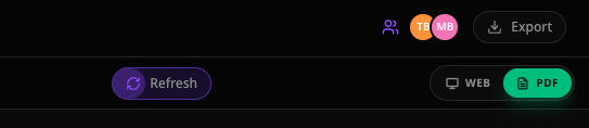 Collaborator presence indicators in the top bar