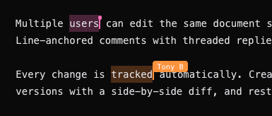 Live cursors and selection sync in the editor