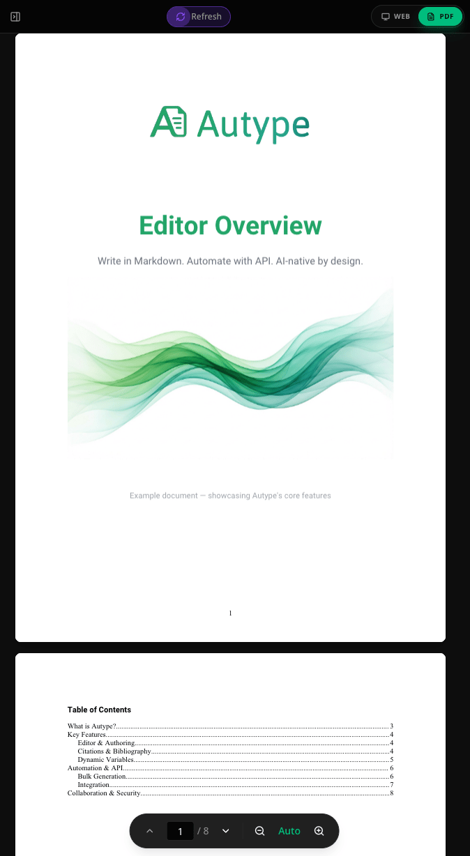 PDF preview showing the rendered document