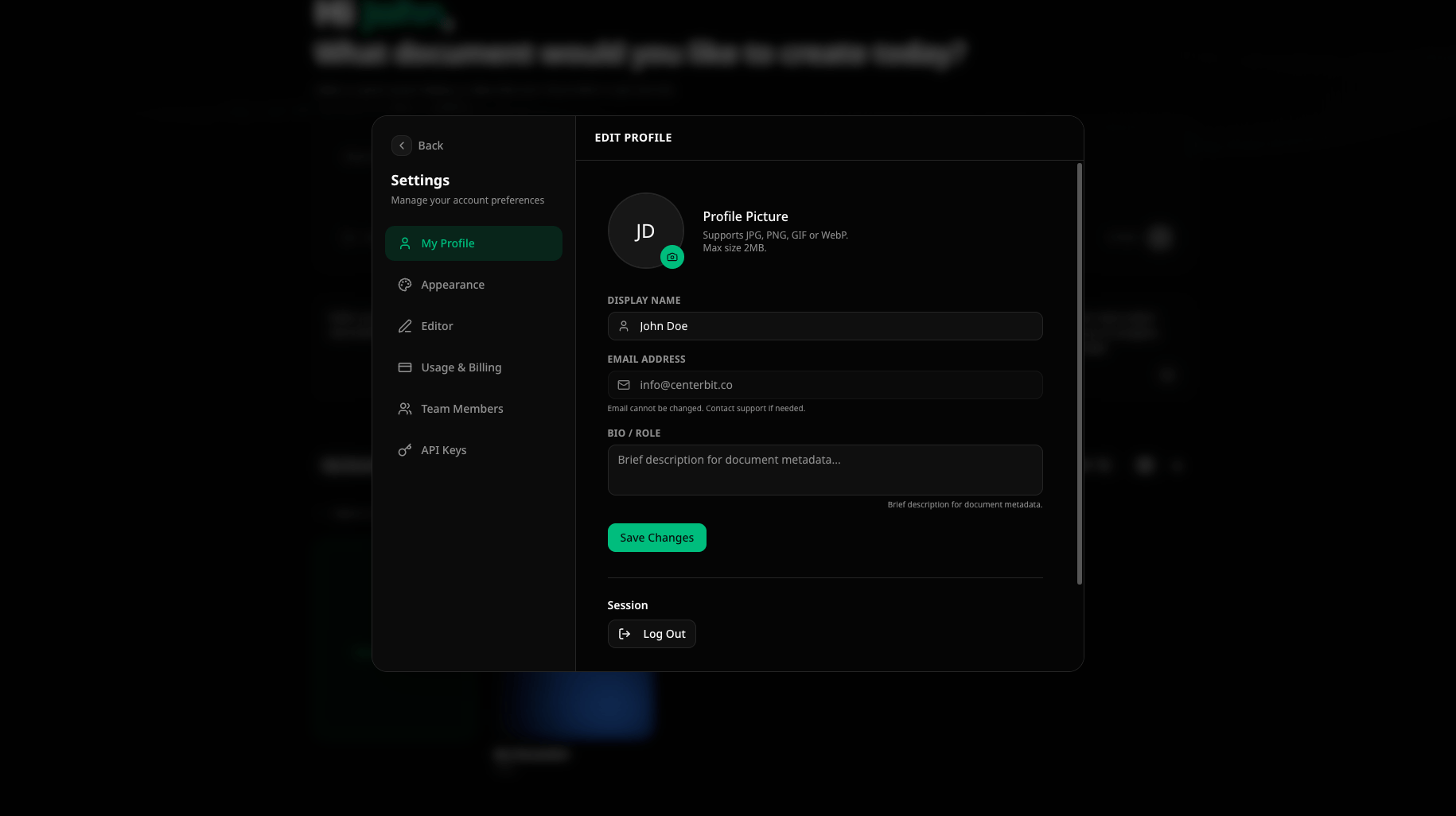 Profile settings