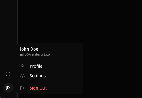 Open settings from user icon in sidebar