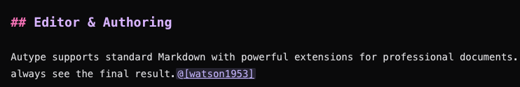 Citation usage in the editor