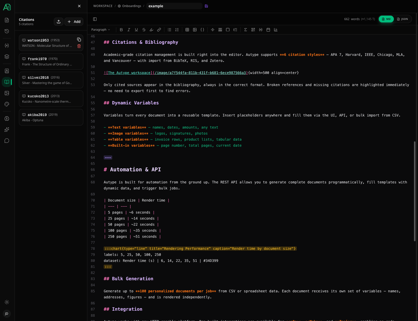 Citations sidebar panel