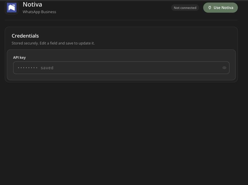 Notiva WhatsApp credentials in Centipid
