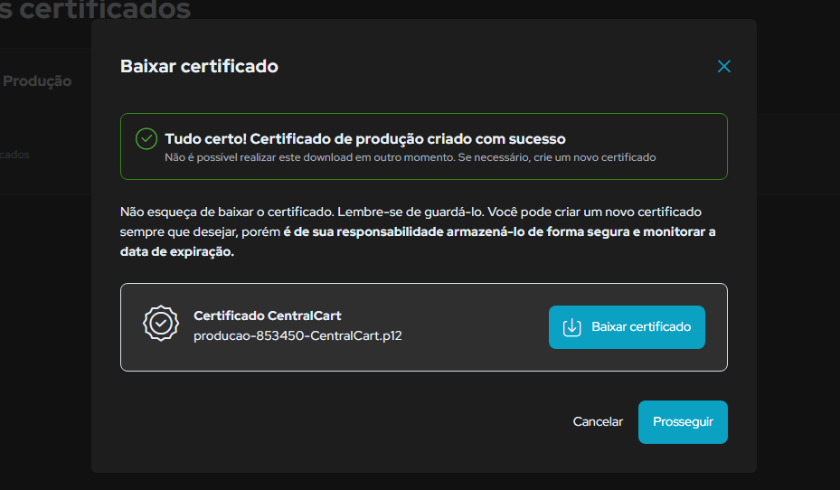 Vinculando Pix na CentralCart