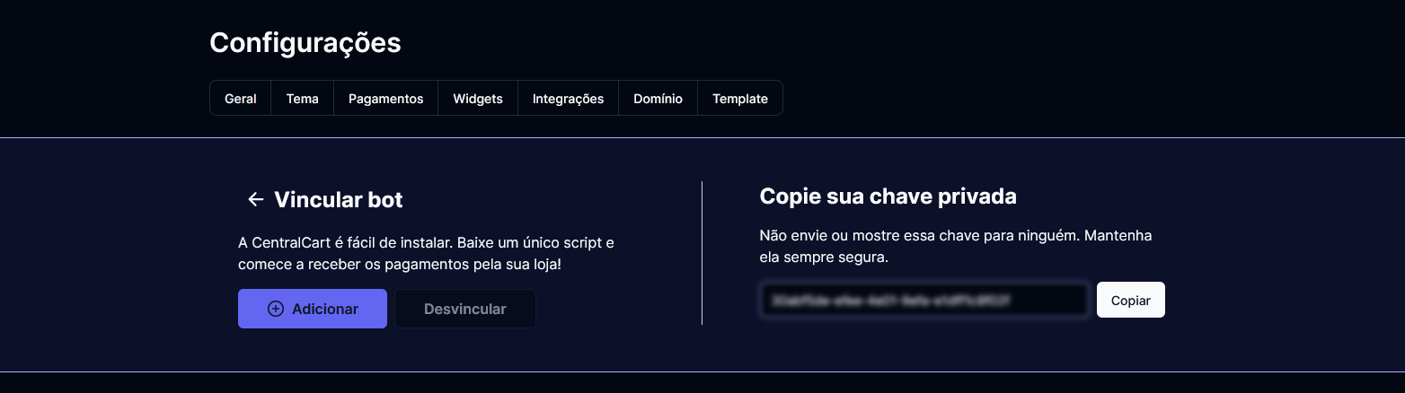 Botão de adicionar ao servidor