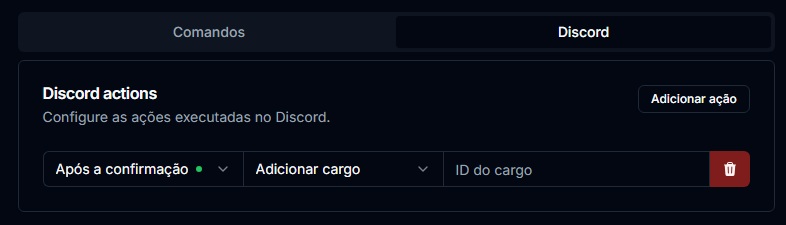 Botão de adicionar comando