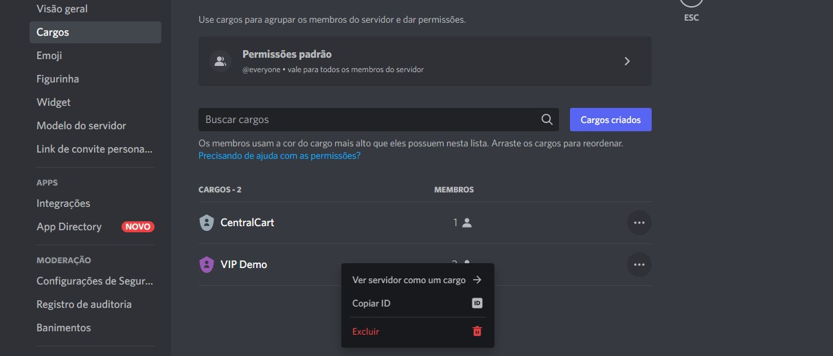 Cargos do Discord