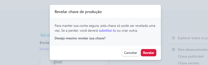 Formulário de credenciais do Stripe