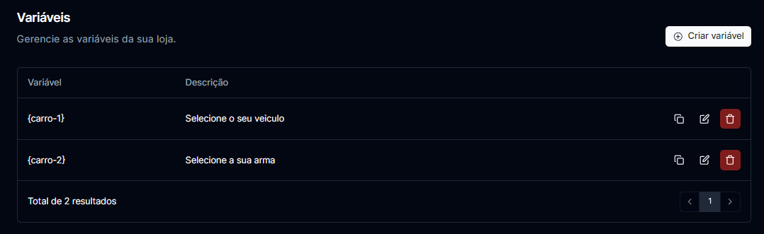 Sistema de variável