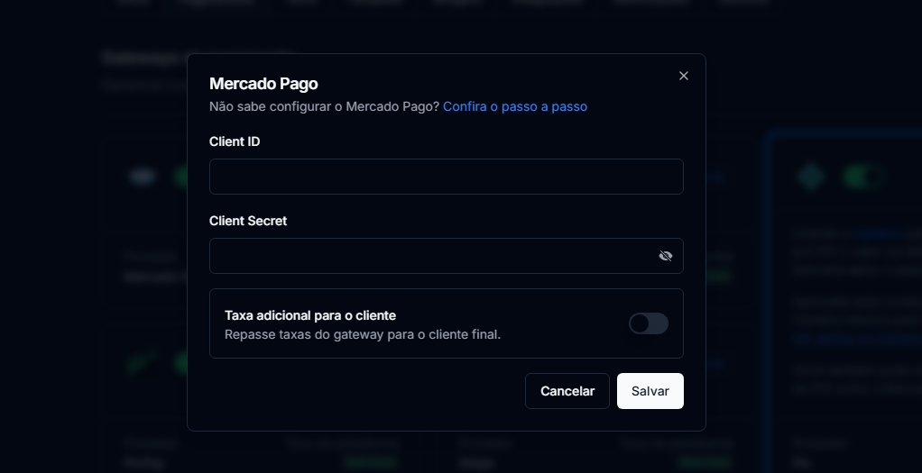 Vinculando Mercado Pago na CentralCart