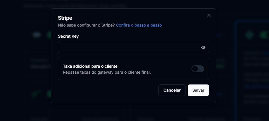 Vinculando Stripe na CentralCart