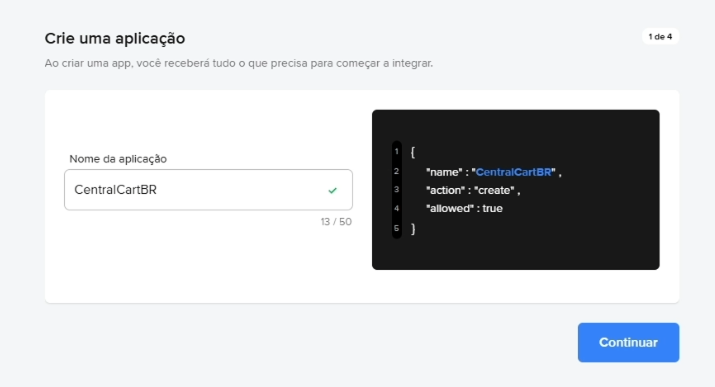 Formulário de aplicação do Mercado Pago