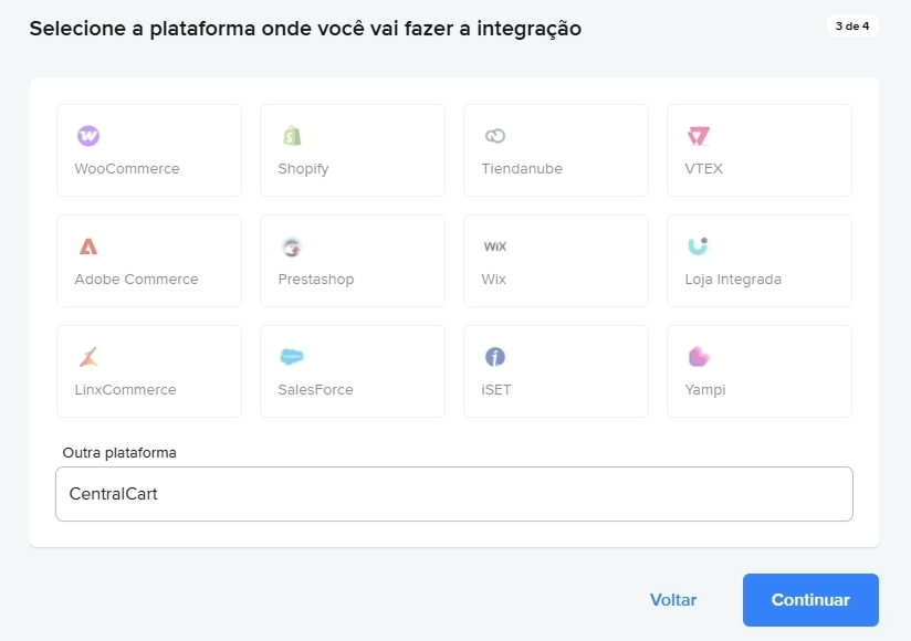 Formulário de aplicação do Mercado Pago