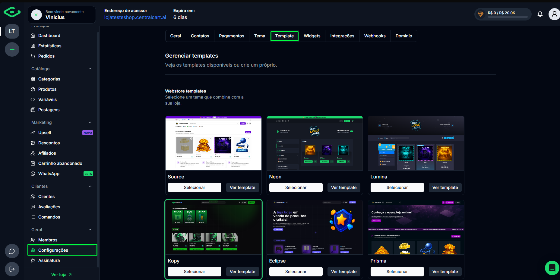 Gerenciar templates