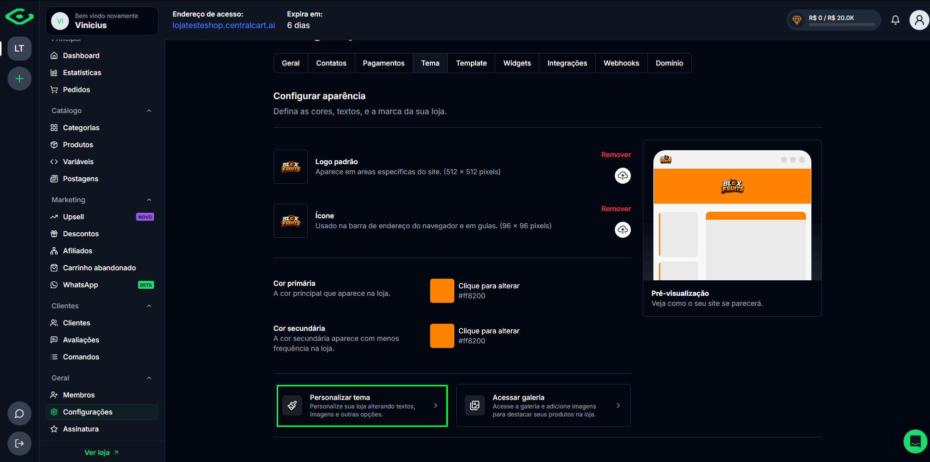 Configurar aparência