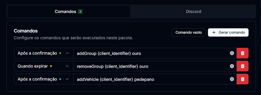 Os três comandos do produto