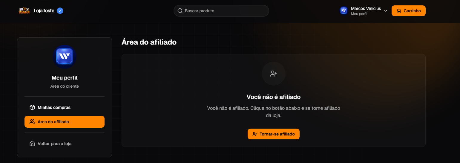 Área do afiliado sem cadastro
