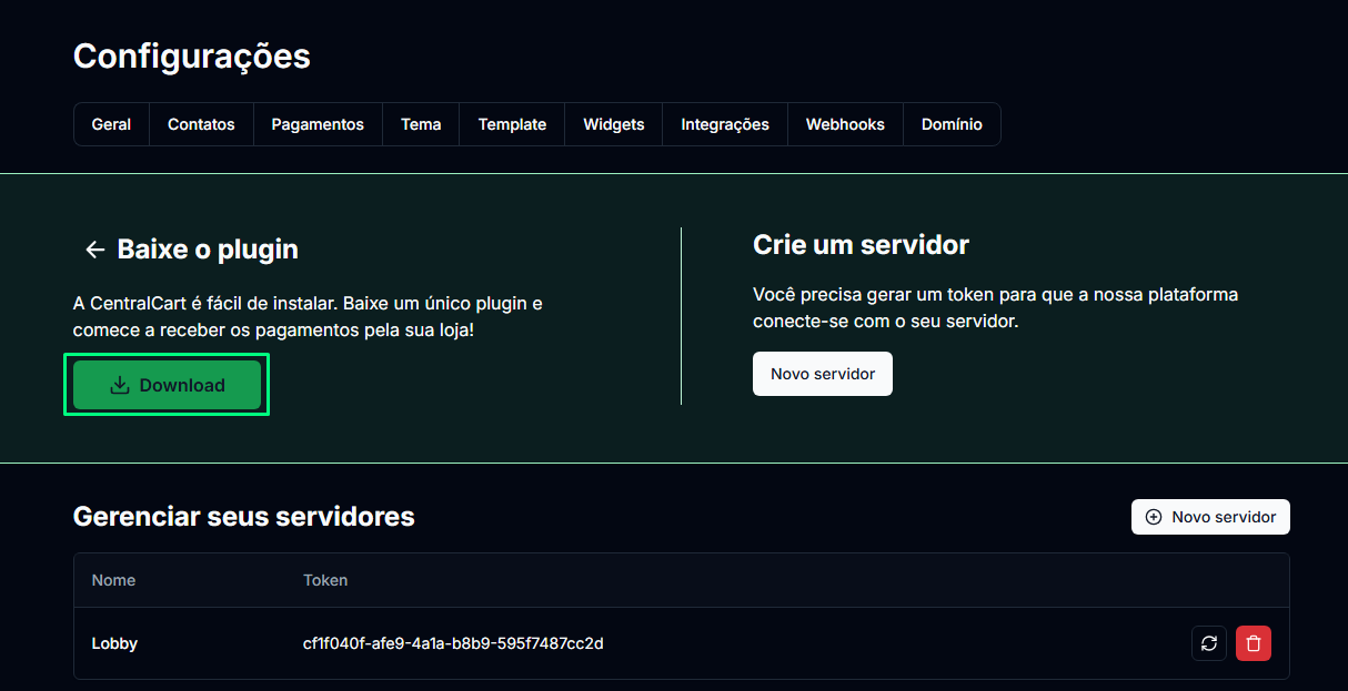 Botão de download do add-on Bedrock