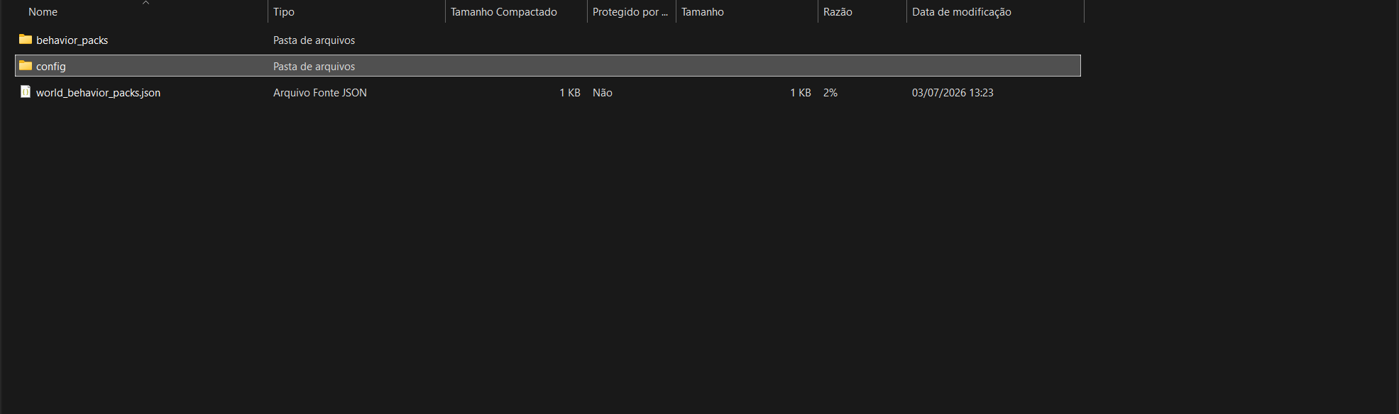Pasta config dentro do servidor
