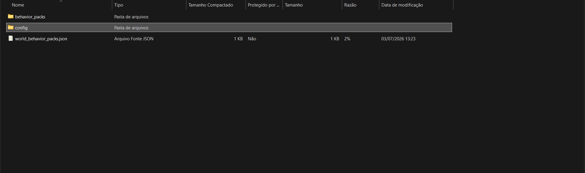 Pasta config dentro do servidor