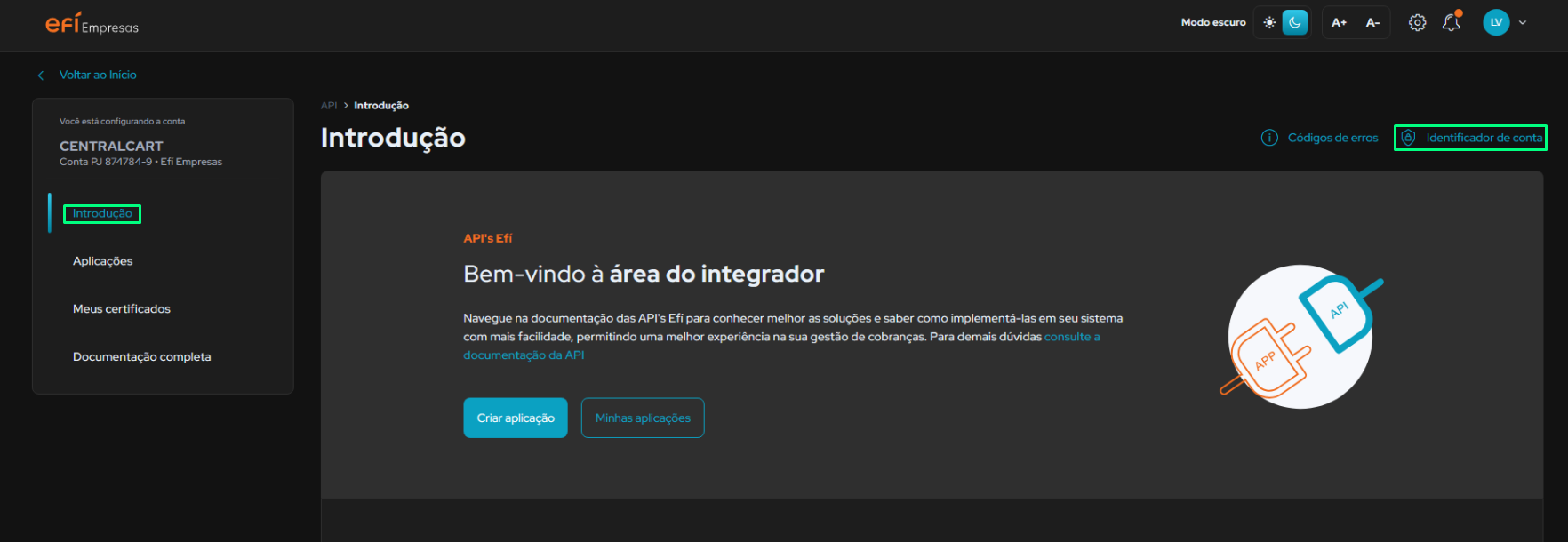 Vinculando Pix na CentralCart