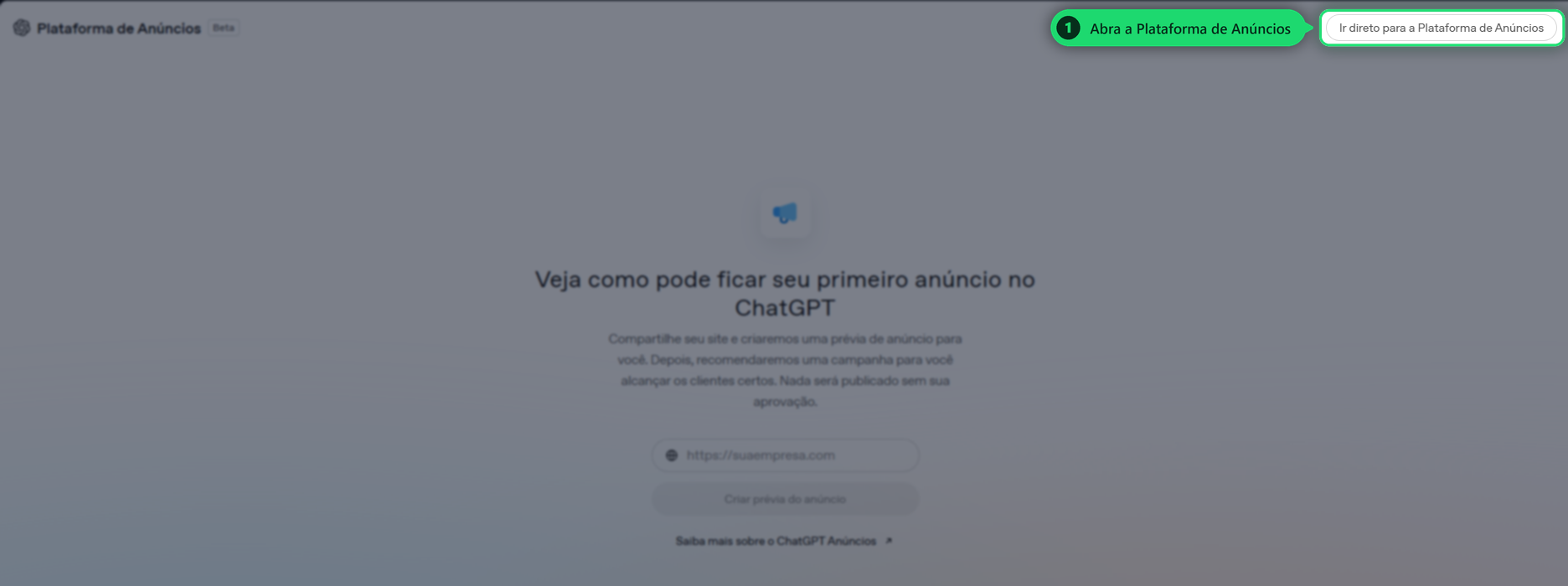 Abrir a Plataforma de Anúncios da OpenAI